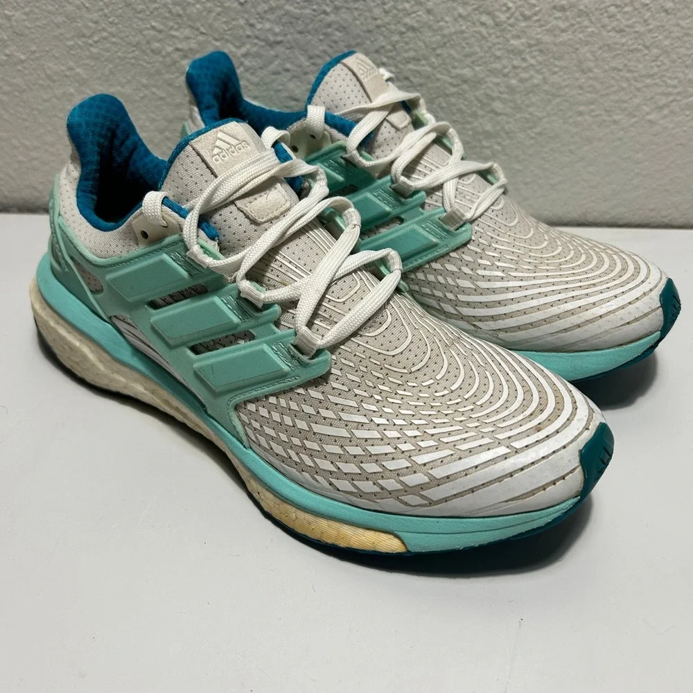 Adidas Energy Boost Womens Running Shoes White Mint Green BB3458 Size 7.5